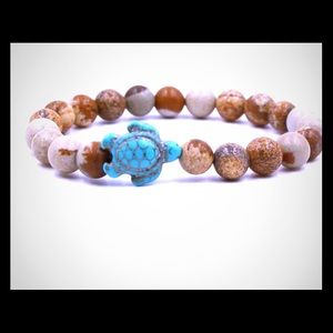 Brown bead turtle bracelet